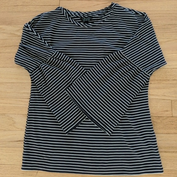 Topshop Tops - Topshop | Stripe Trumpet Sleeve Top Small